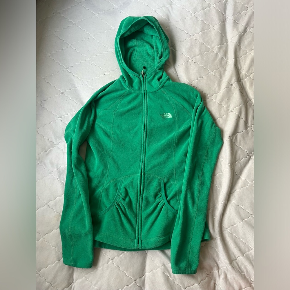 North face green zip up